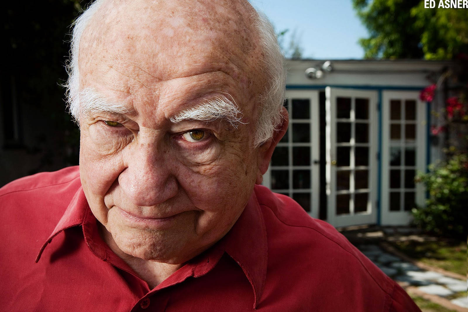 Edward Asner, red shirt, white hair, HD Desktop Wallpaper