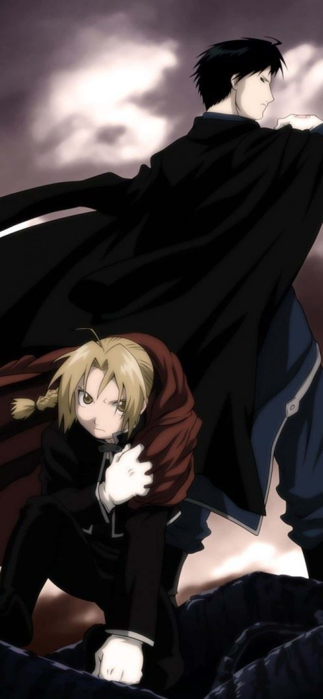 Edward Elric, stormy sky, black cloak, Full HD Phone Wallpaper