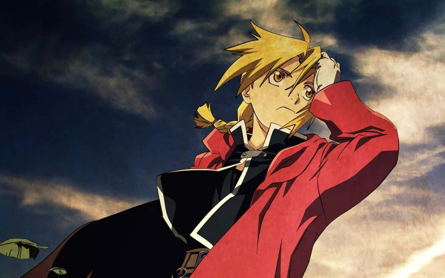 Edward Elric, spiky blonde hair, red coat, HD Desktop Wallpaper