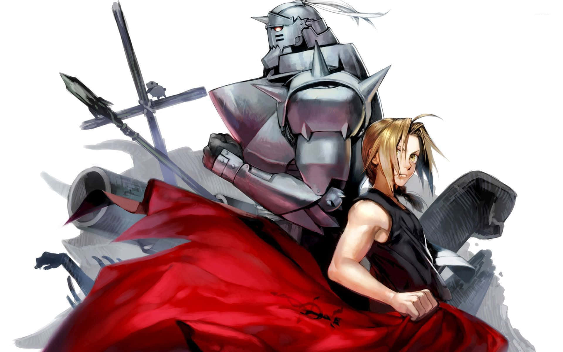 Edward Elric, blonde-haired warrior, black, Full HD Desktop Wallpaper
