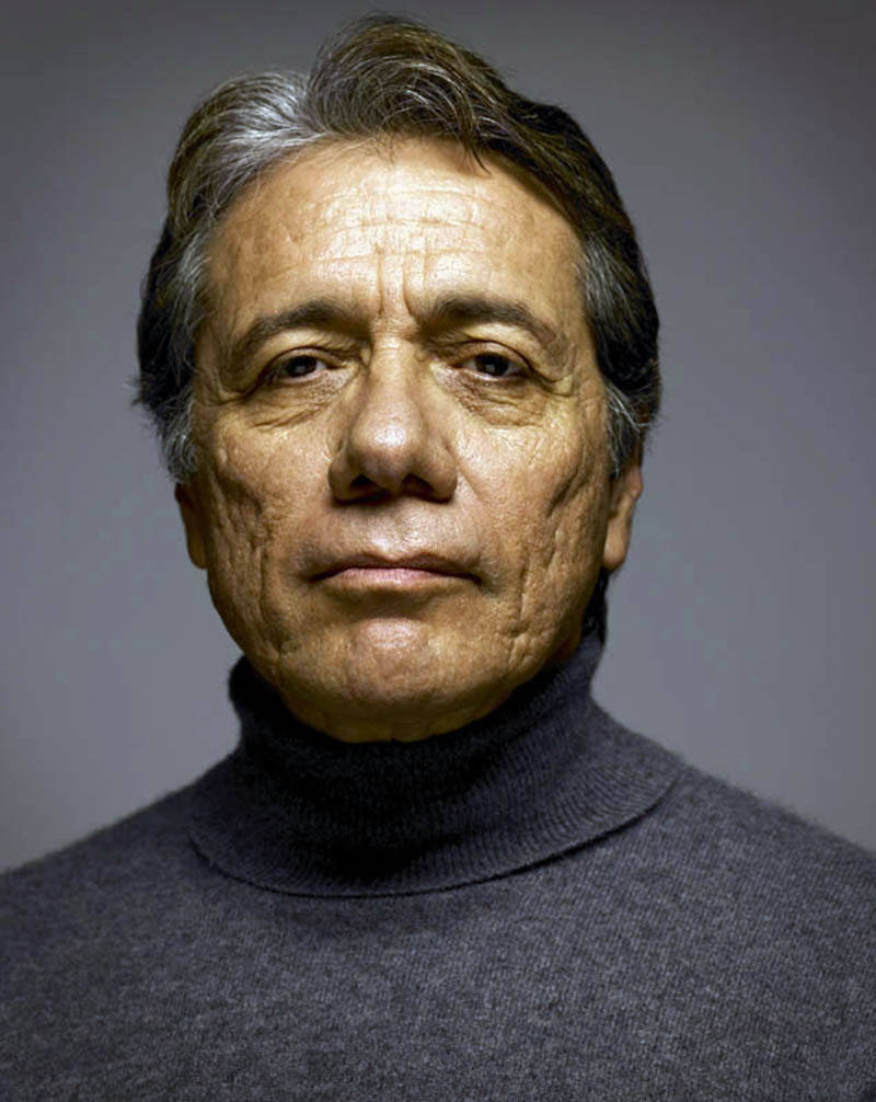 Edward James Olmos, turtleneck sweater, gray hair, SD Phone Wallpaper