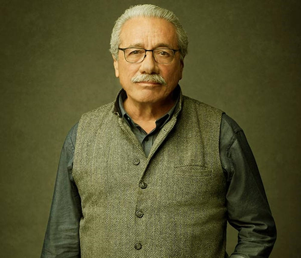 Edward James Olmos, green vest, gray hair, SD Desktop Wallpaper