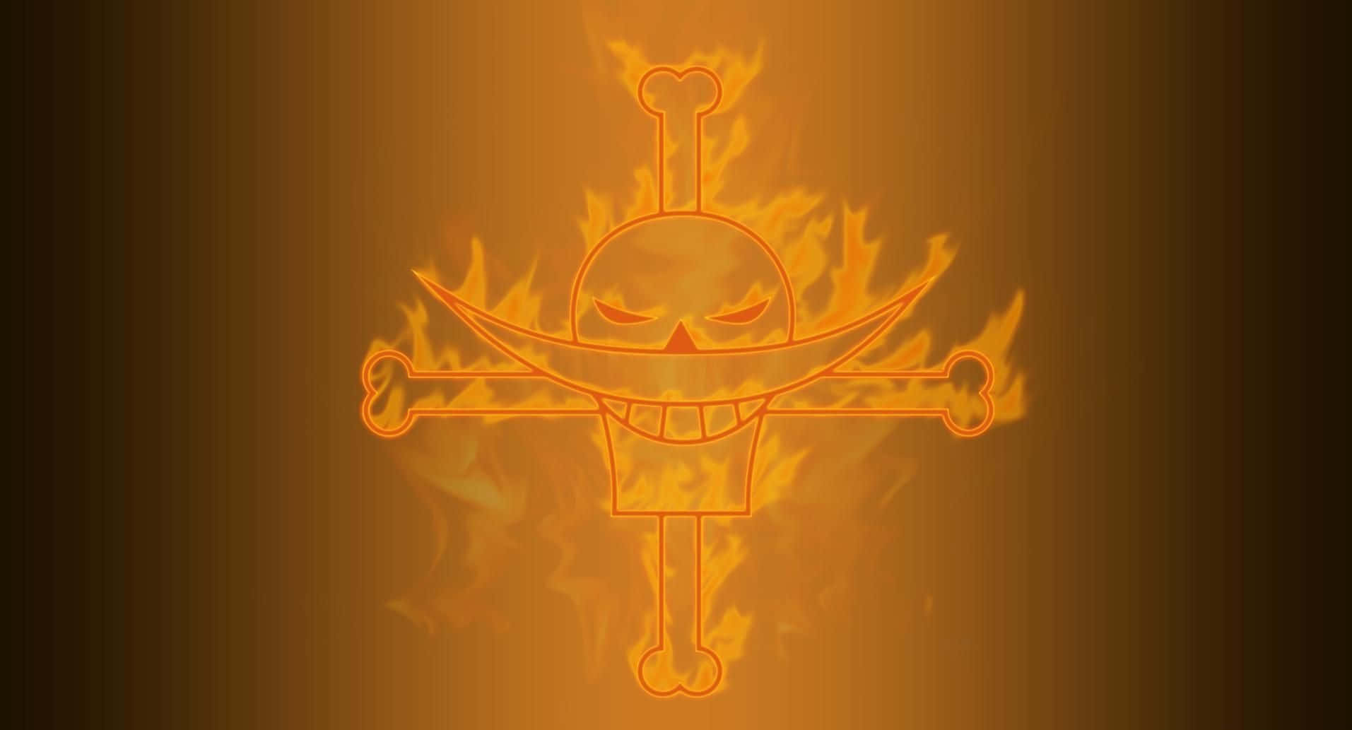 Edward Newgate, fiery orange skull and crossbones emblem, gradient background, HD Desktop Wallpaper
