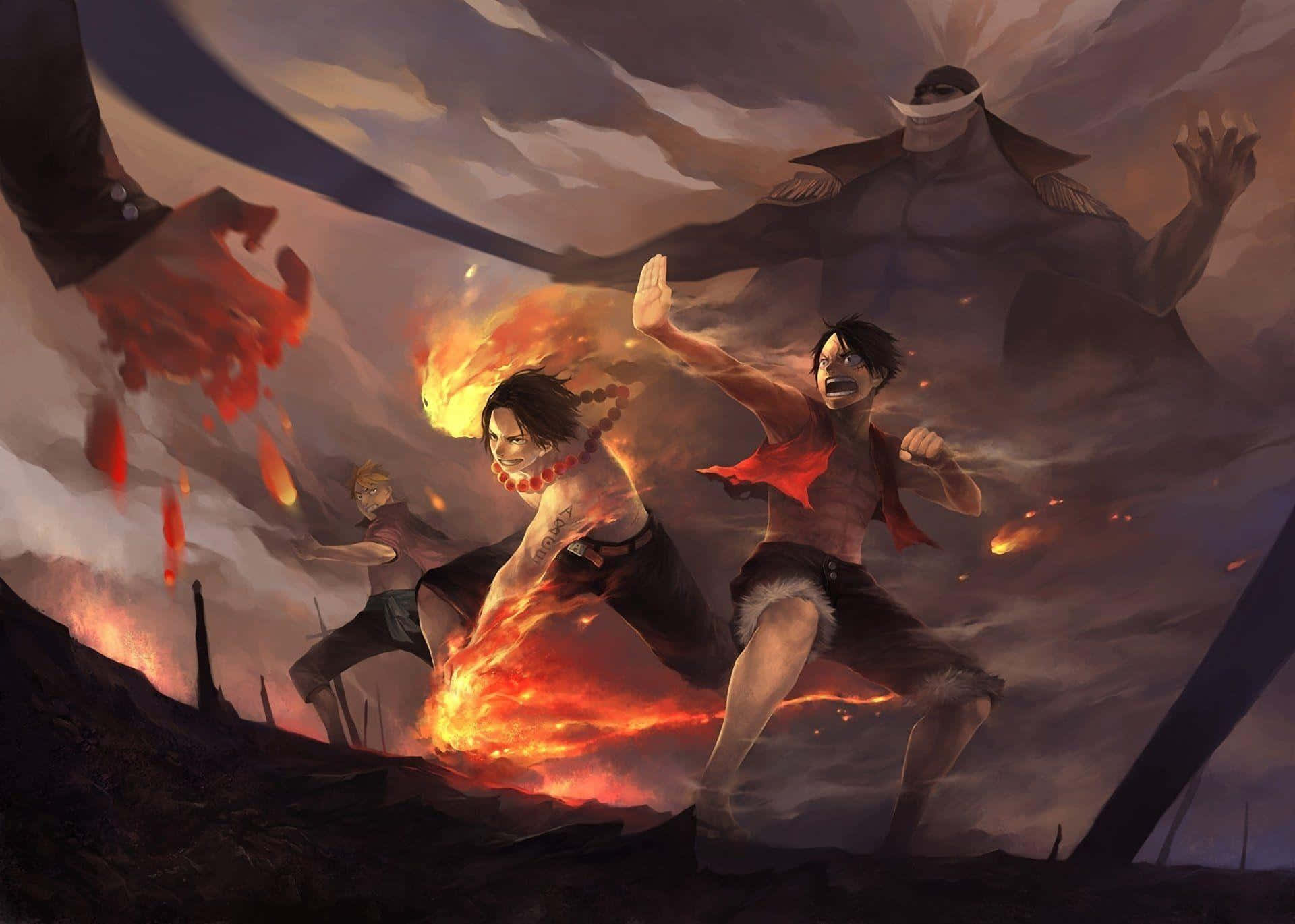 Edward Newgate, anime warriors, giant enemy, Full HD Desktop Wallpaper