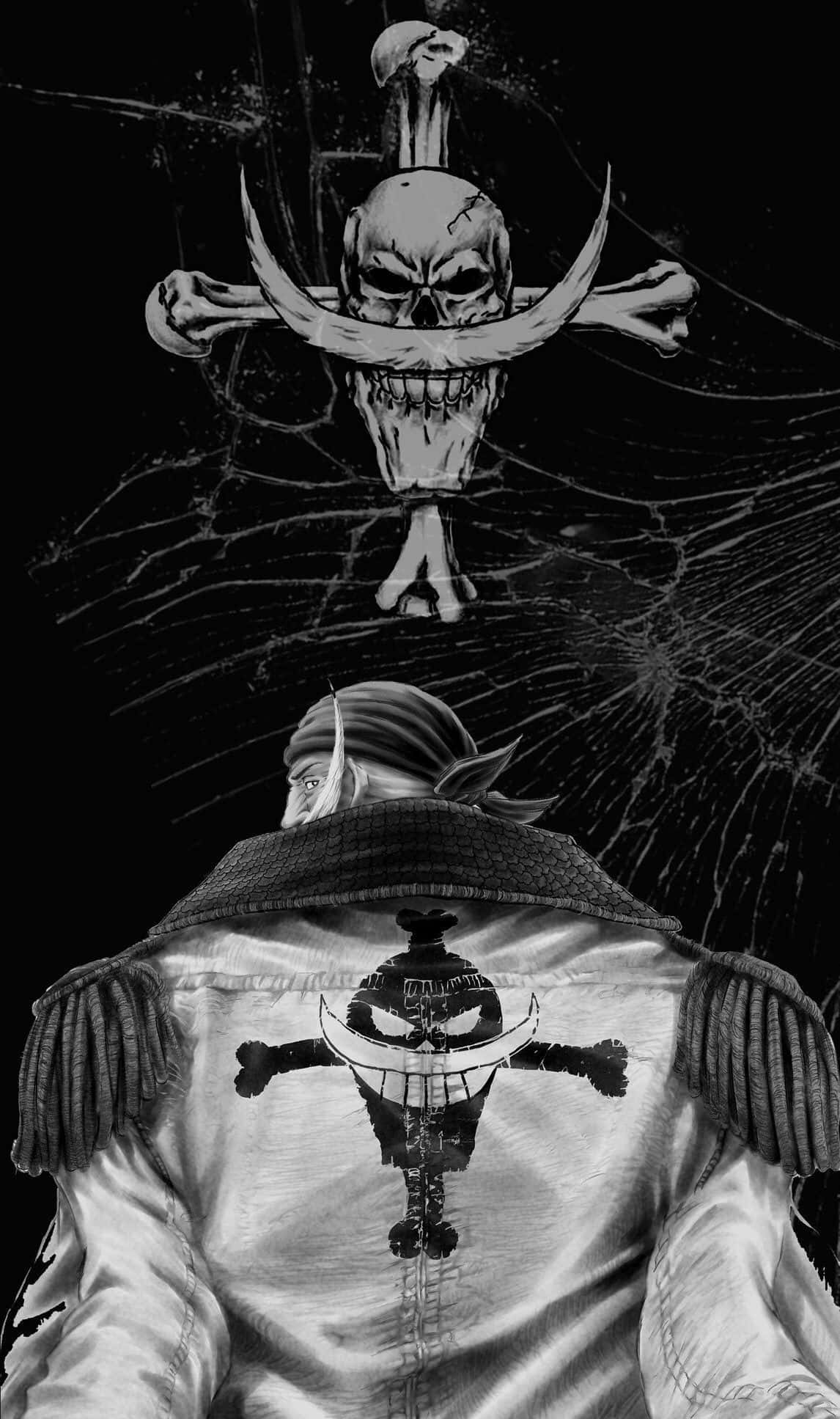 Edward Newgate, skull and crossbones tattoo, cracked glass background, Full HD Phone Wallpaper