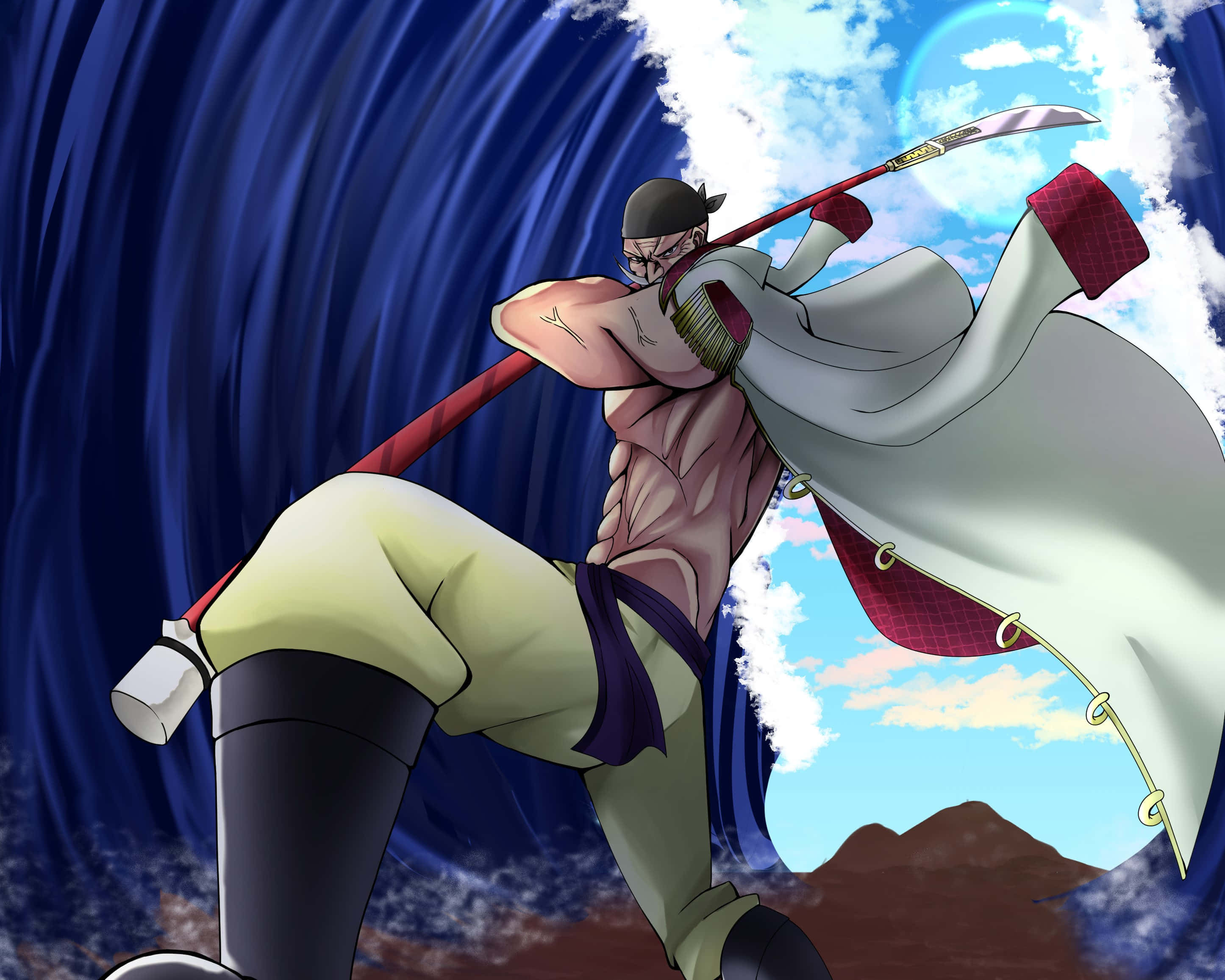 Edward Newgate, anime swordsman, white coat, 2K Desktop Wallpaper