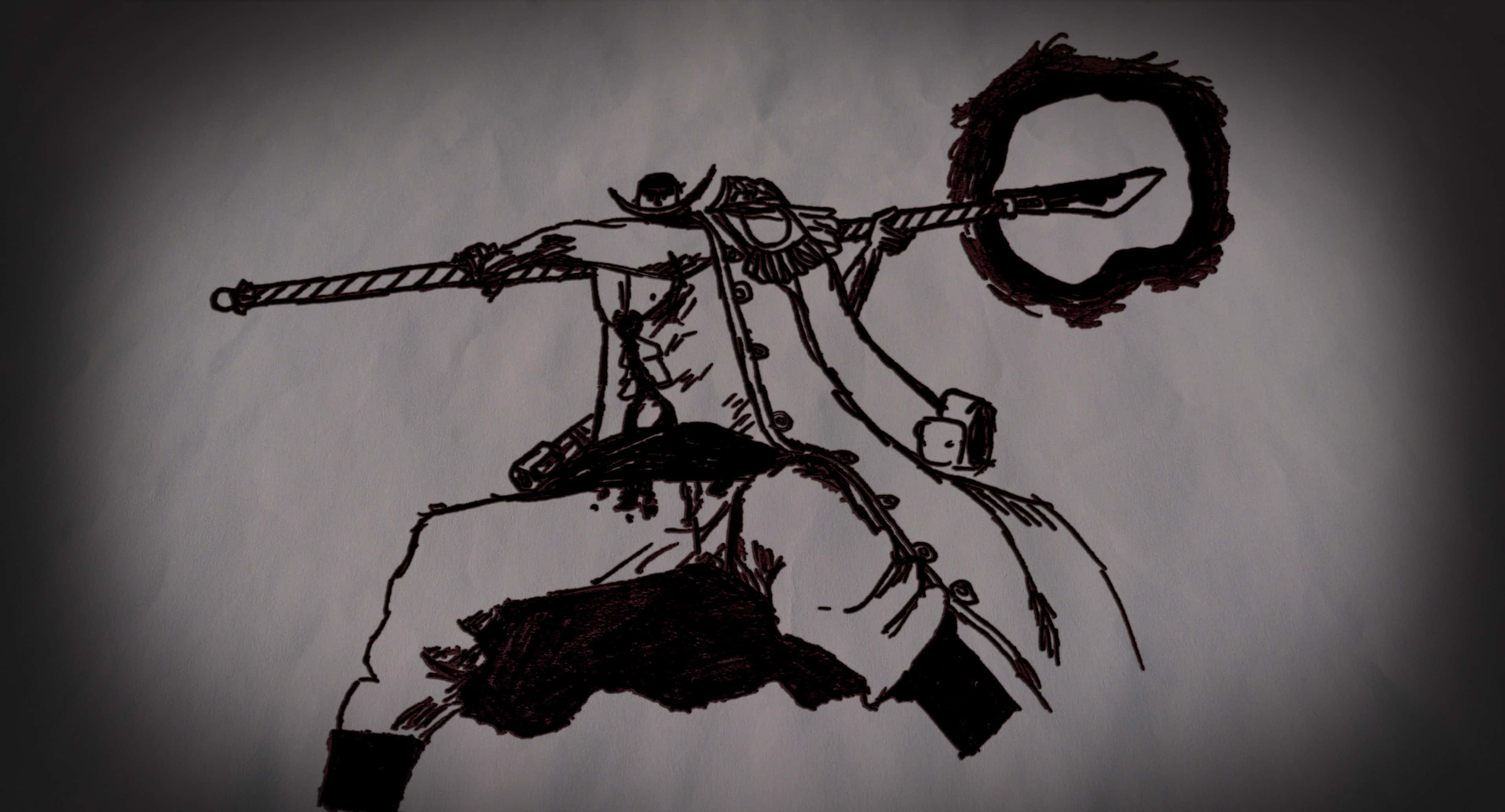 Edward Newgate, black ink sketch, sword, 2K Desktop Wallpaper