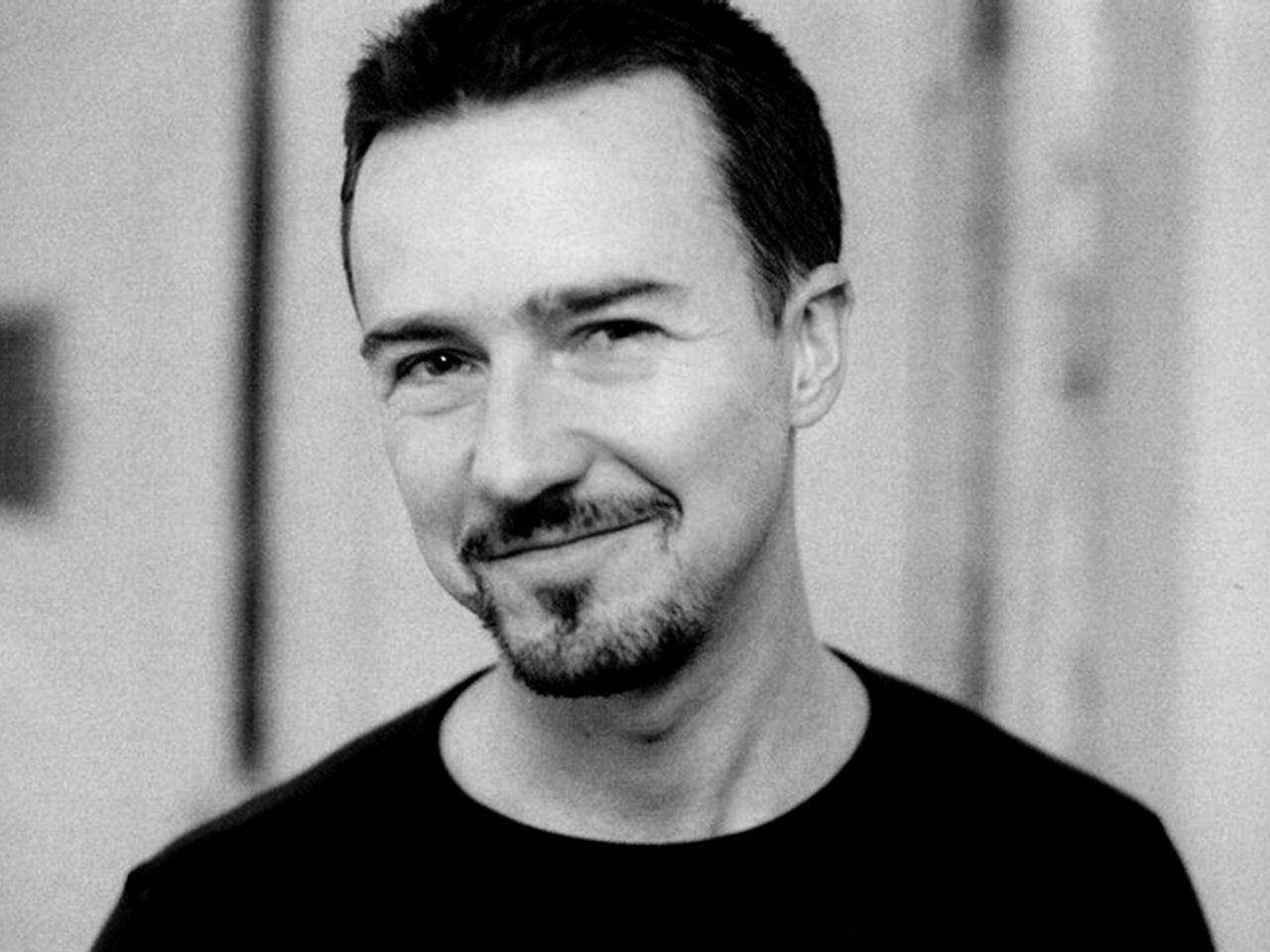 Edward Norton, black and white, goatee, HD Desktop Wallpaper