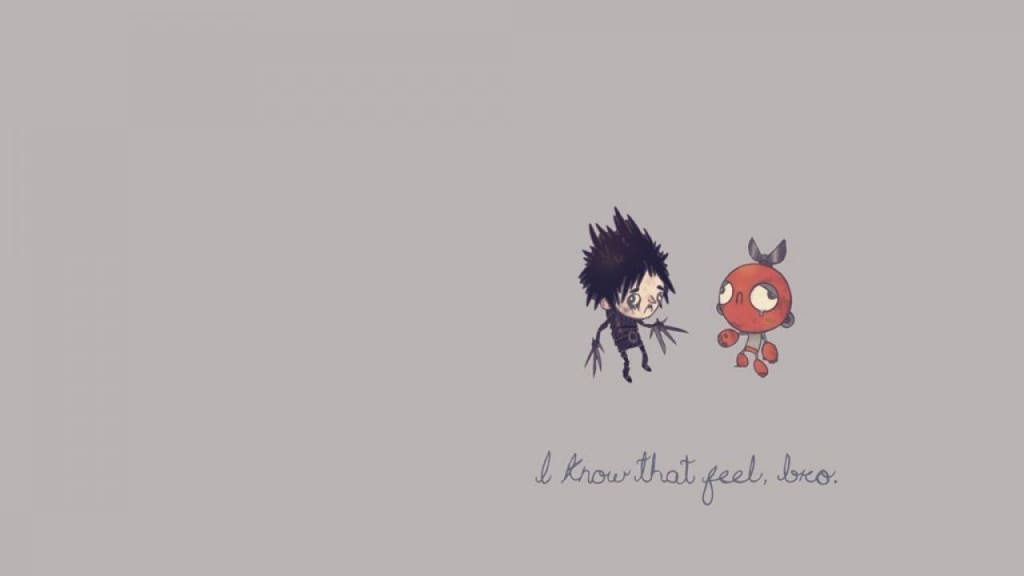 Edward Scissorhands, chibi anime, spiky black hair, SD Desktop Wallpaper