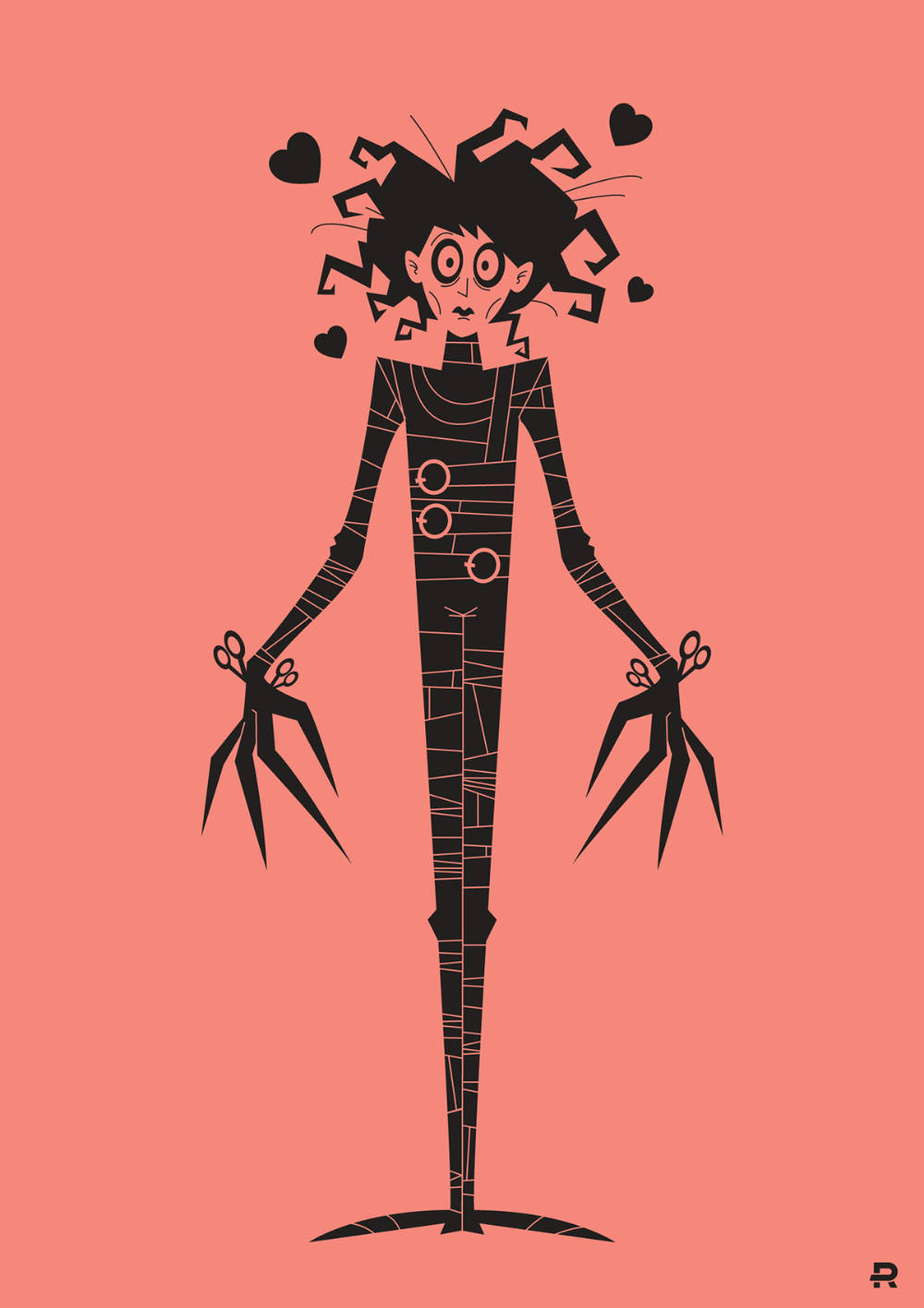 Edward Scissorhands, spiky hair, heart-shaped accessories, HD Phone Wallpaper
