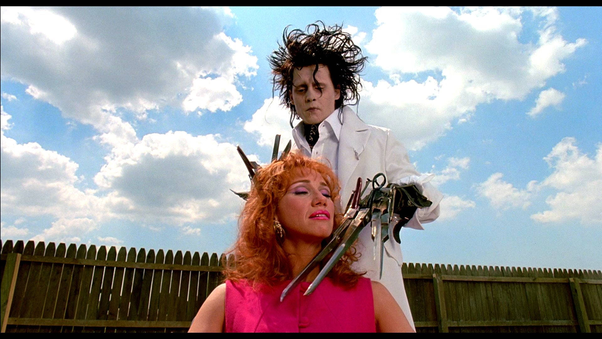 Edward Scissorhands, metal claws, pink top, Full HD Desktop Wallpaper