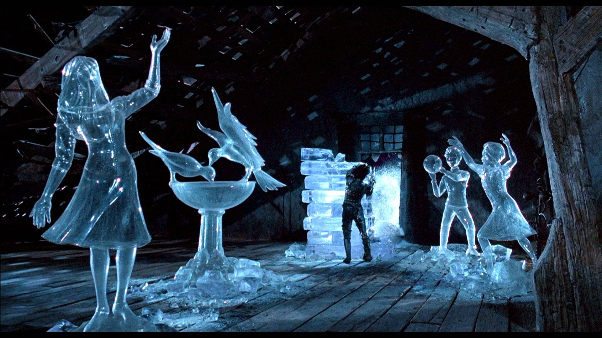Edward Scissorhands, ice sculpture, blue glow, Full HD Desktop Wallpaper
