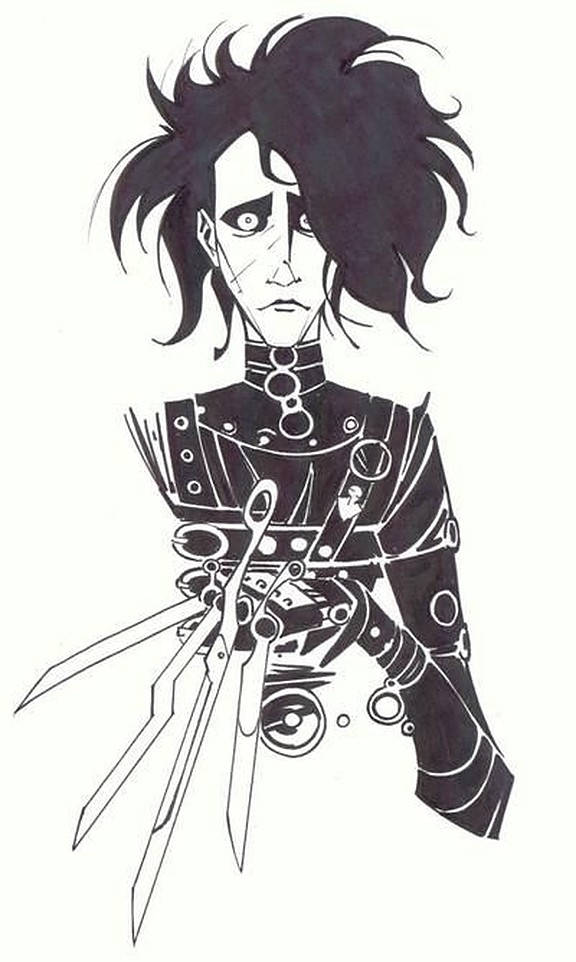 Edward Scissorhands, gothic figure, wild hair, SD Phone Wallpaper