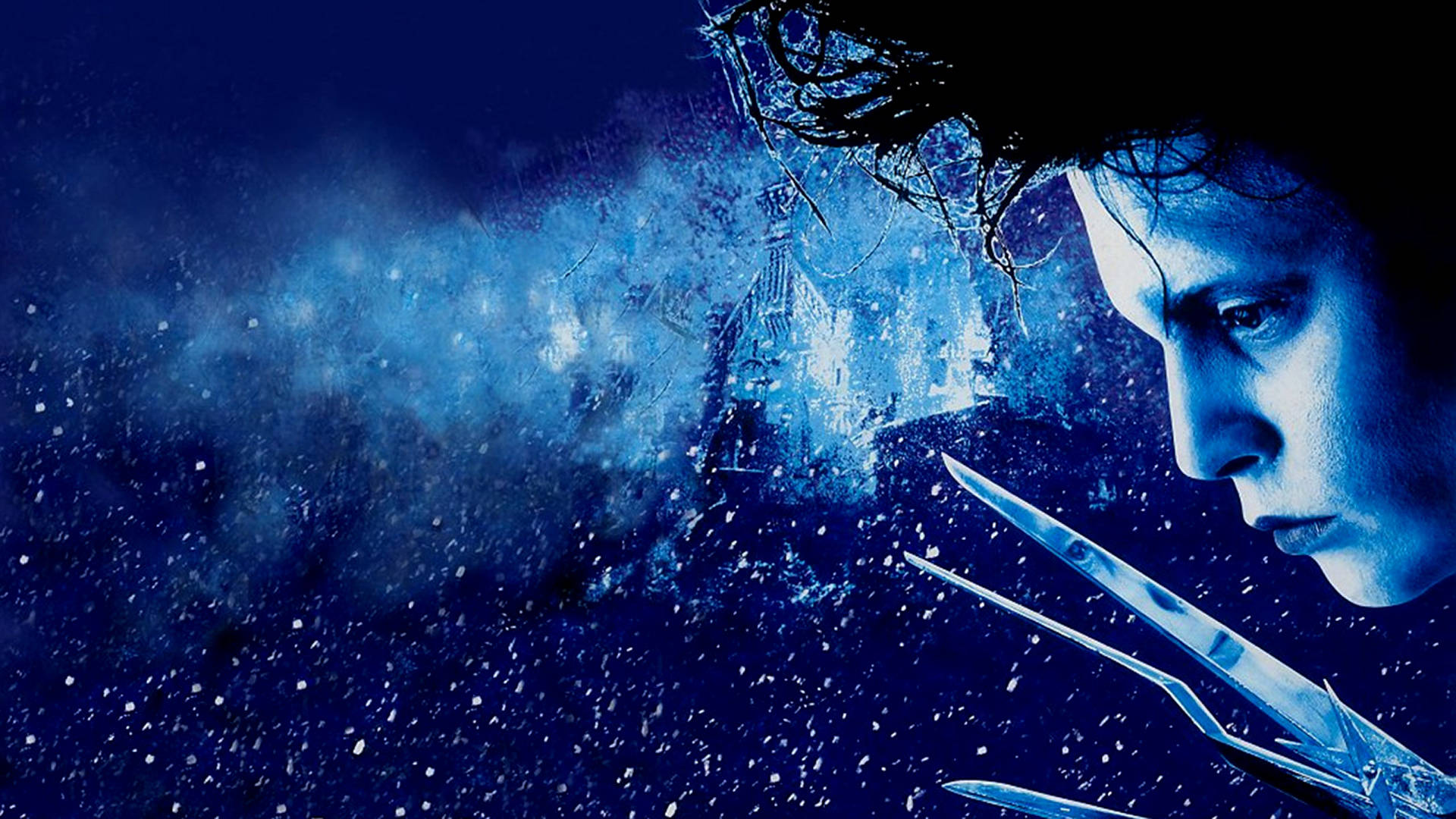 Edward Scissorhands, icy winter, swirling blue mist, Full HD Desktop Wallpaper