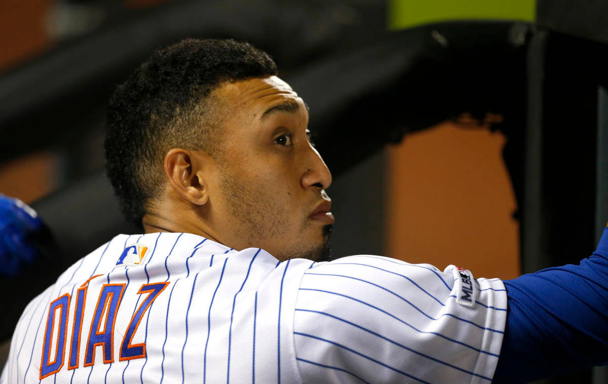 Edwin Diaz, pinstripe uniform, stadium lights, SD Desktop Wallpaper