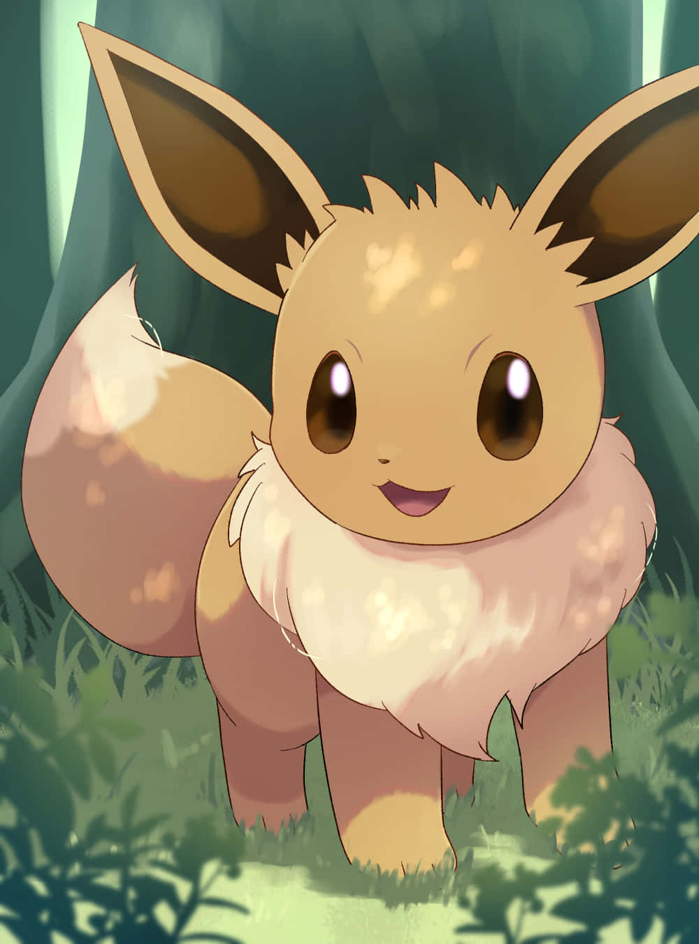 Eevee, fluffy cream fur, large brown eyes, HD Phone Wallpaper