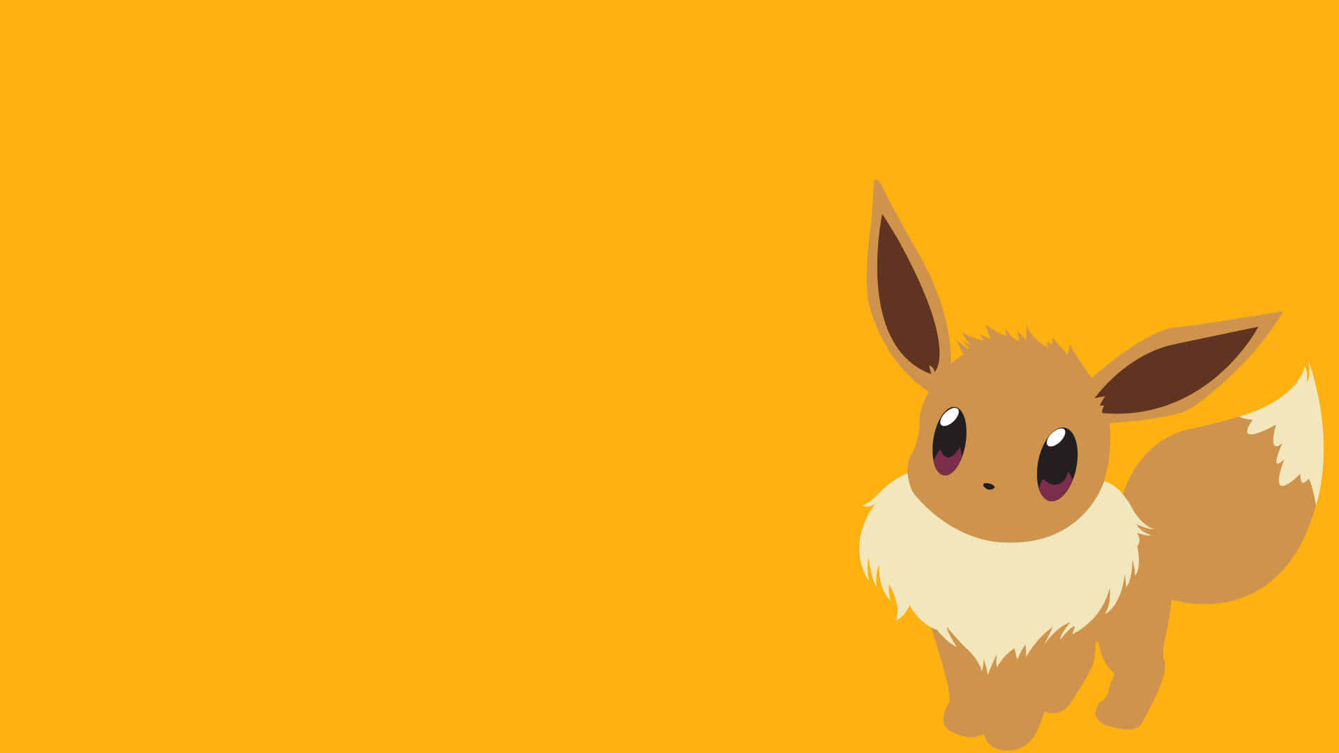 Eevee, brown and white, solid bright orange background, Full HD Desktop Wallpaper