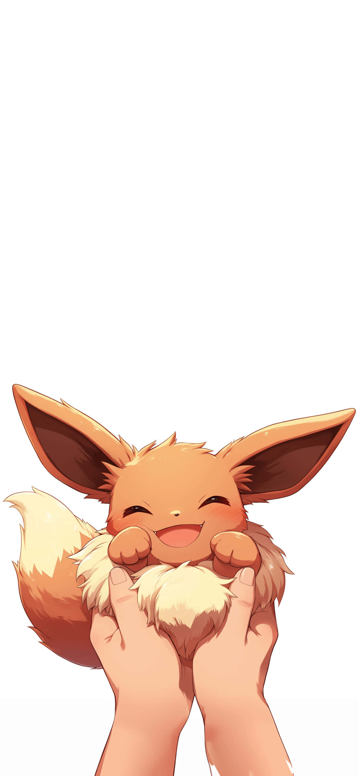 Eevee, fluffy orange fur, big ears, 2K Phone Wallpaper