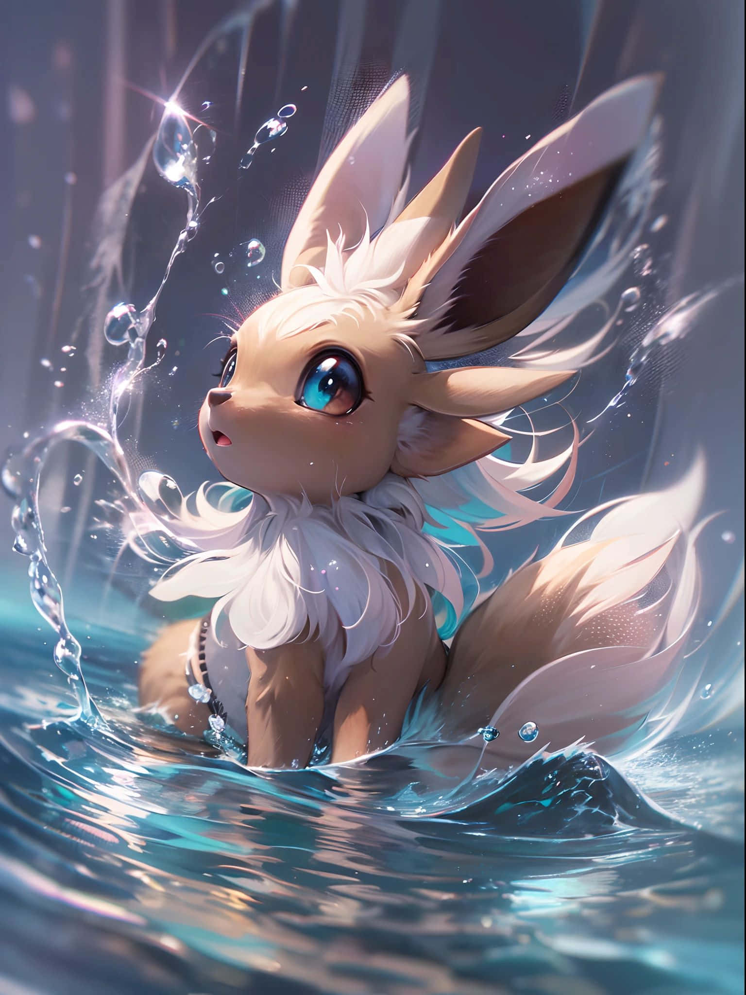 Eevee, cream-colored, blue eyes, Full HD Phone Wallpaper