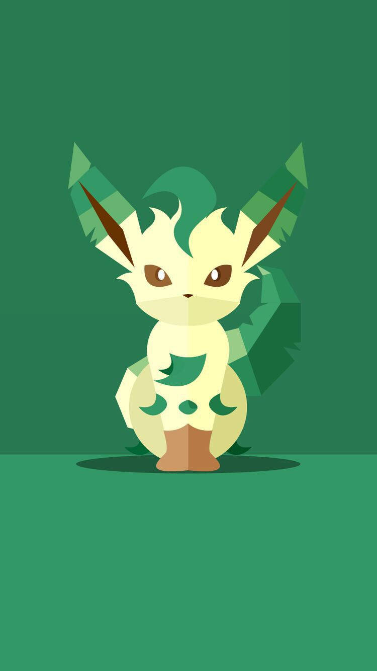 Eevee Evolutions, green leaf patterns, stylized cartoon fox-like creature, HD Phone Wallpaper