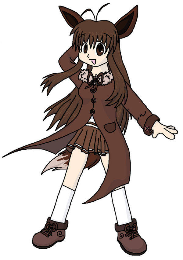 Eevee Evolutions, anime girl, brown fox ears, SD Phone Wallpaper
