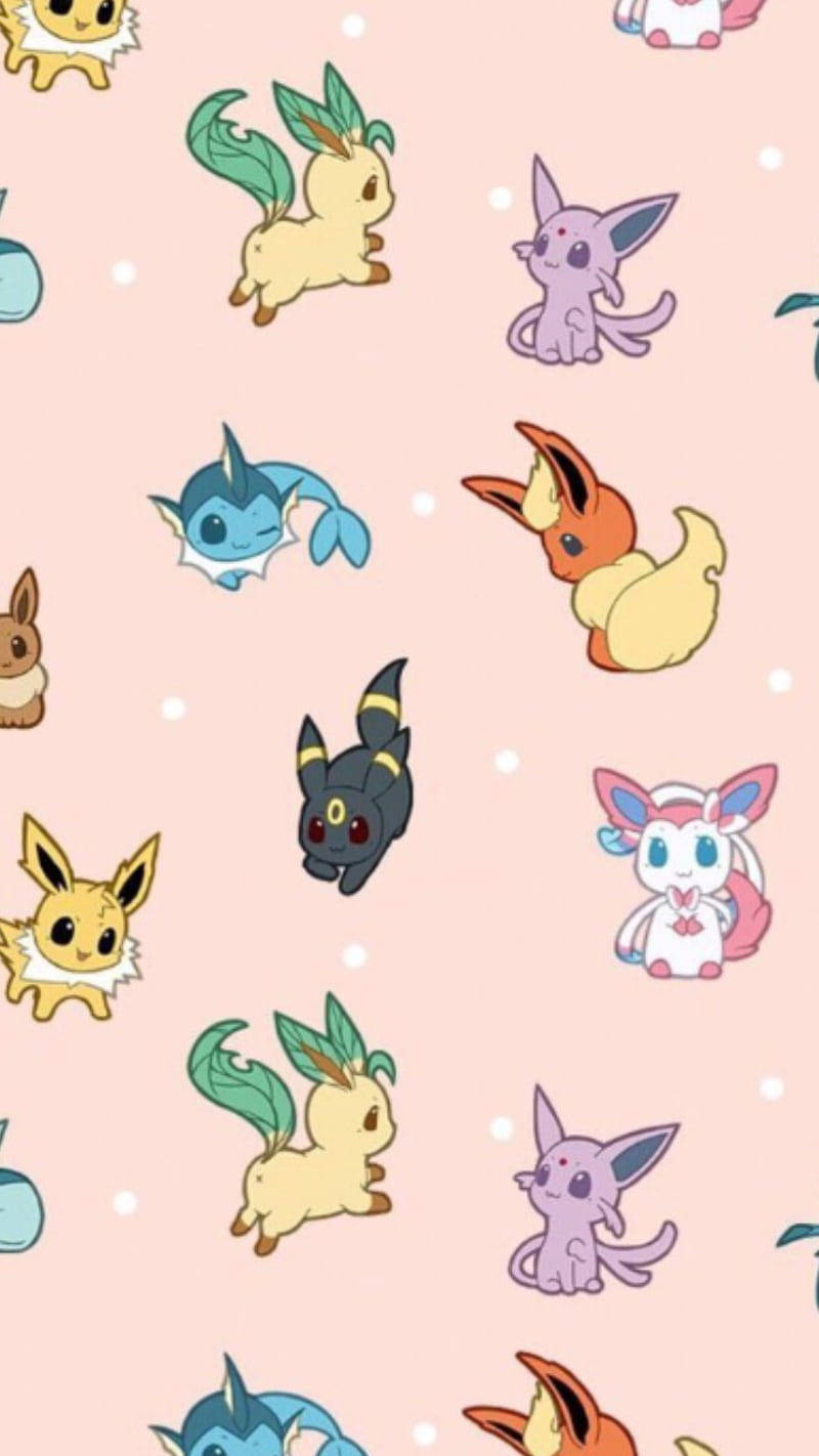 Eevee, iPhone, soft pink background, HD Phone Wallpaper