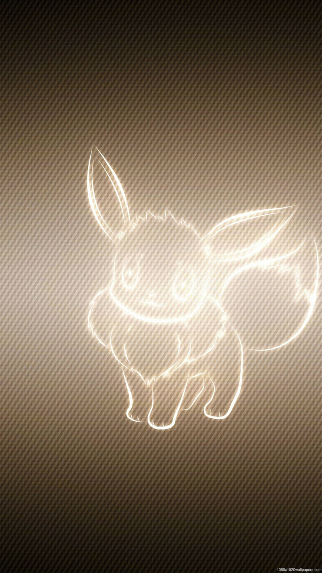 Eevee, glowing white outline, textured brown gradient background, Full HD Phone Wallpaper