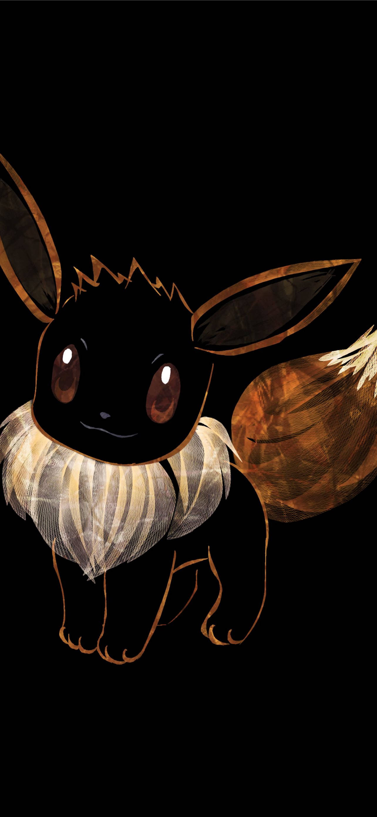 Eevee, glowing eyes, golden fur accents, 2K Phone Wallpaper