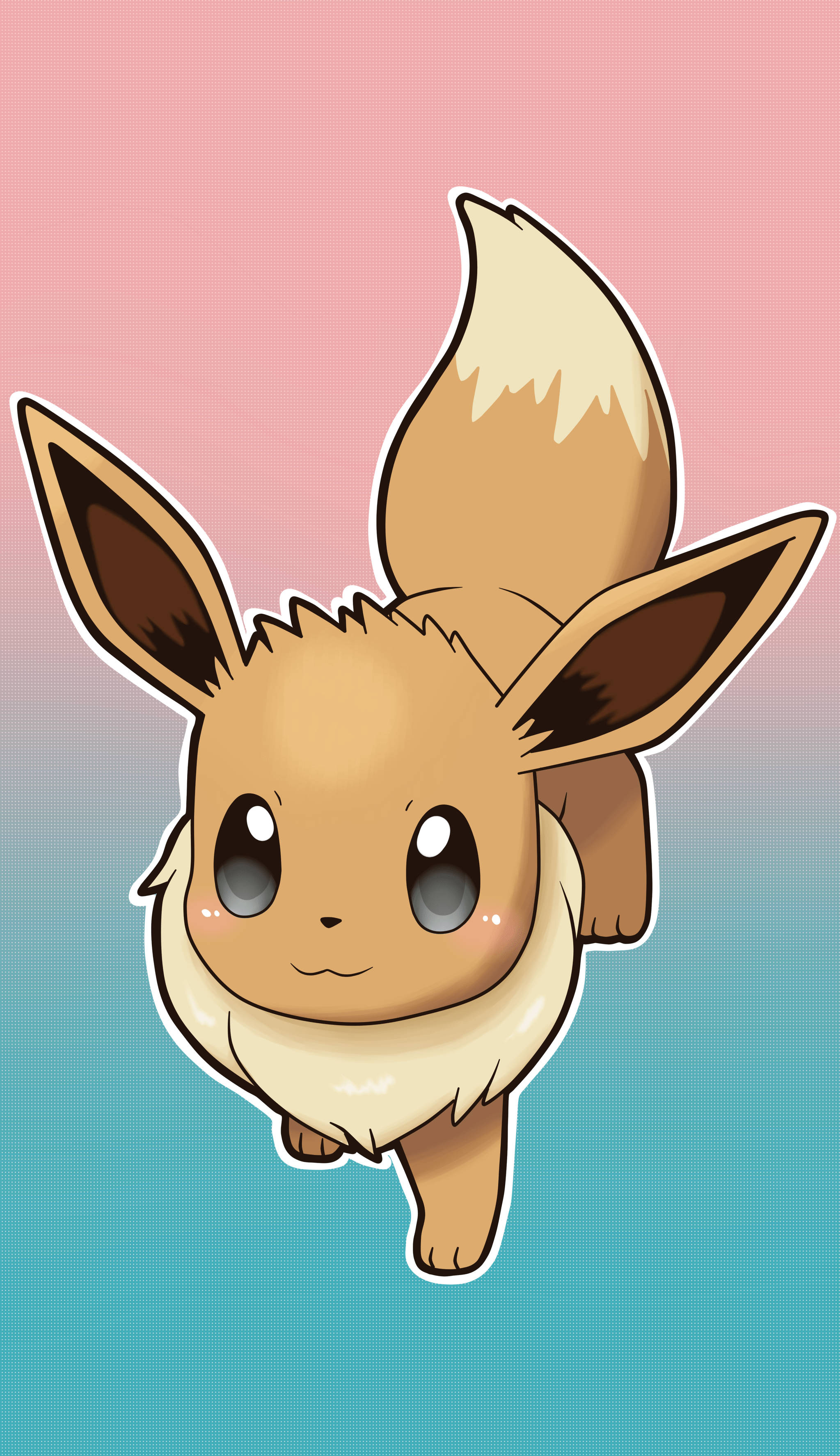 Eevee, iPhone, soft pink to blue gradient background, 2K Phone Wallpaper