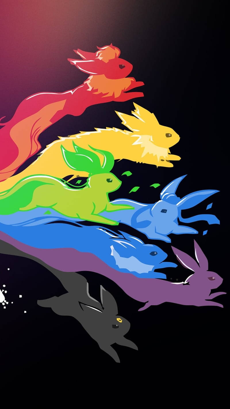 Eevee, iPhone, rainbow hues, HD Phone Wallpaper