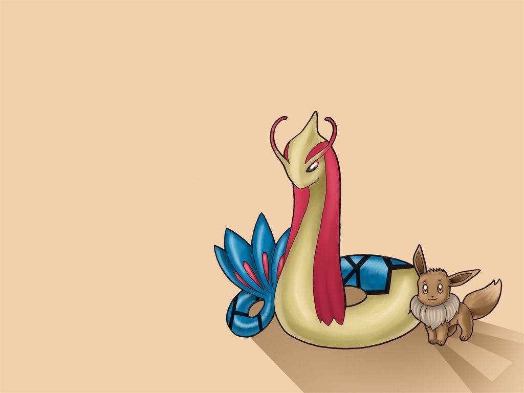 Eevee, blue fins, fox-like Pokémon, SD Desktop Wallpaper