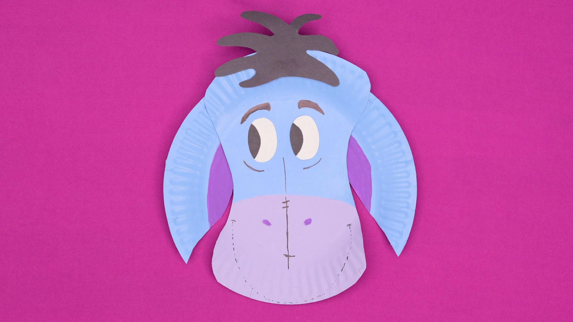 Eeyore, paper plate craft, blue ears, Full HD Desktop Wallpaper