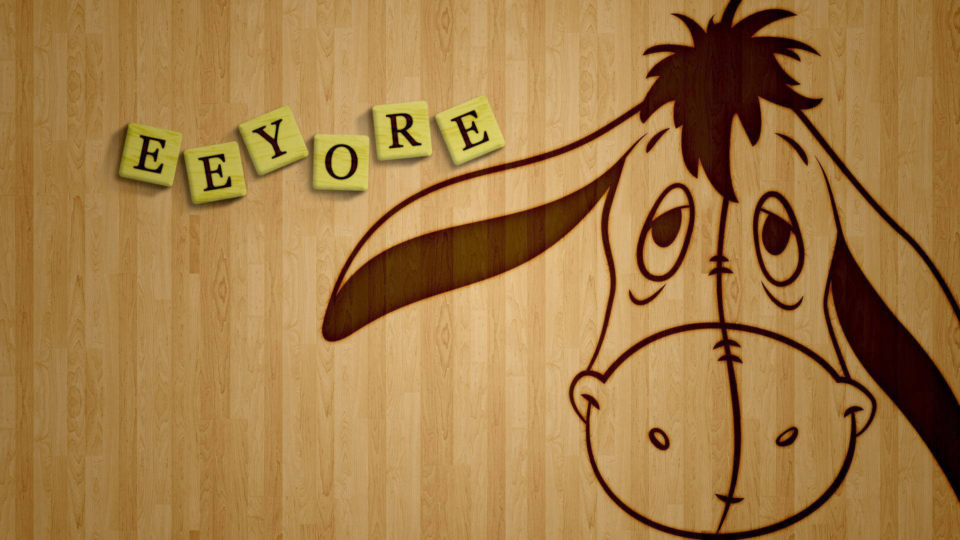 Eeyore, Scrabble letters, light wood grain, Full HD Desktop Wallpaper