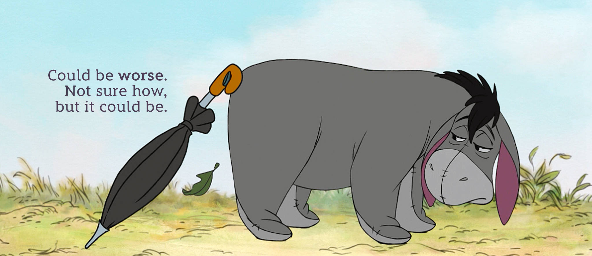 Eeyore, gloomy donkey, grassy field, Full HD Desktop Wallpaper