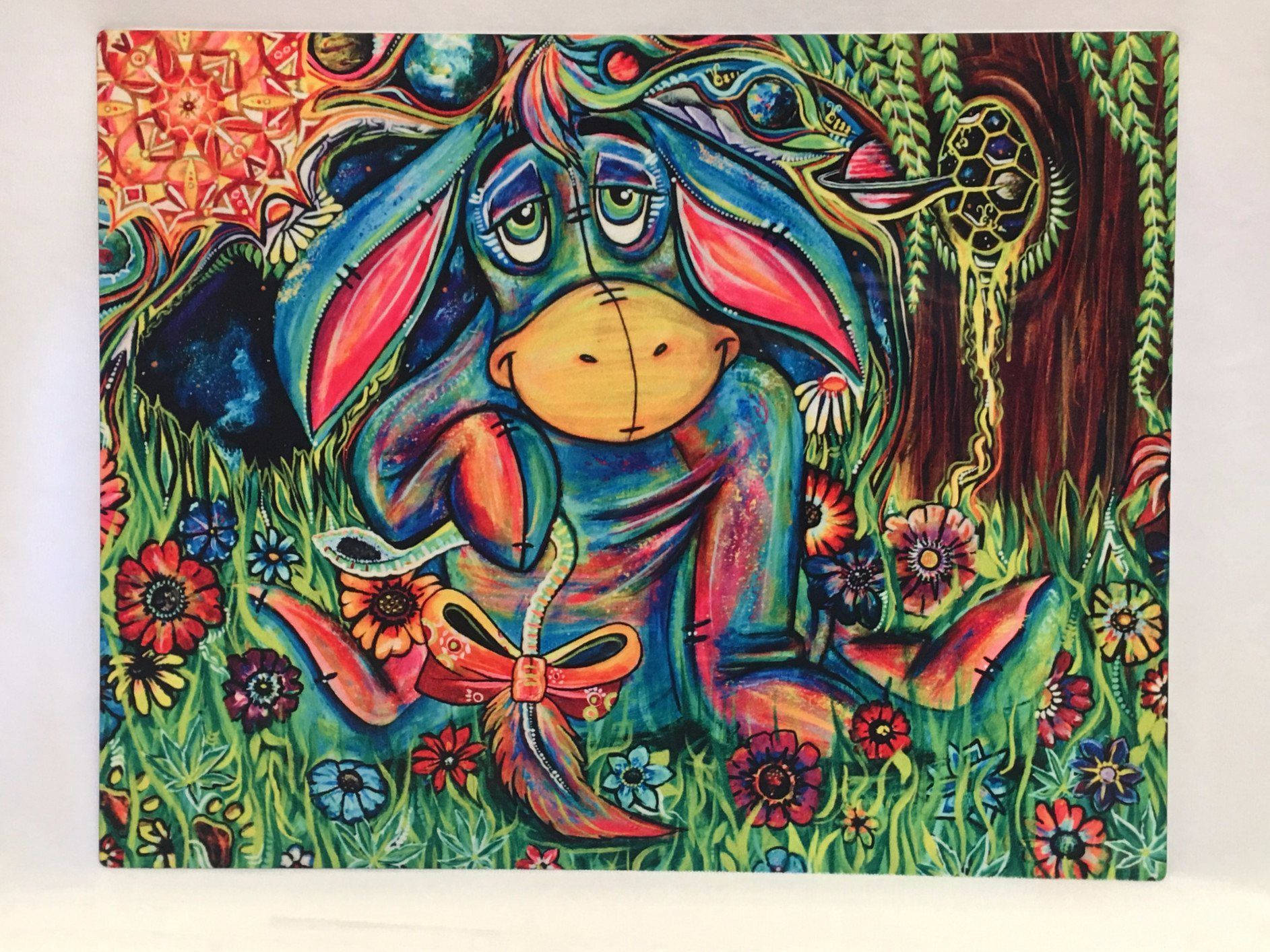 Eeyore, blue rabbit, vibrant garden, HD Desktop Wallpaper