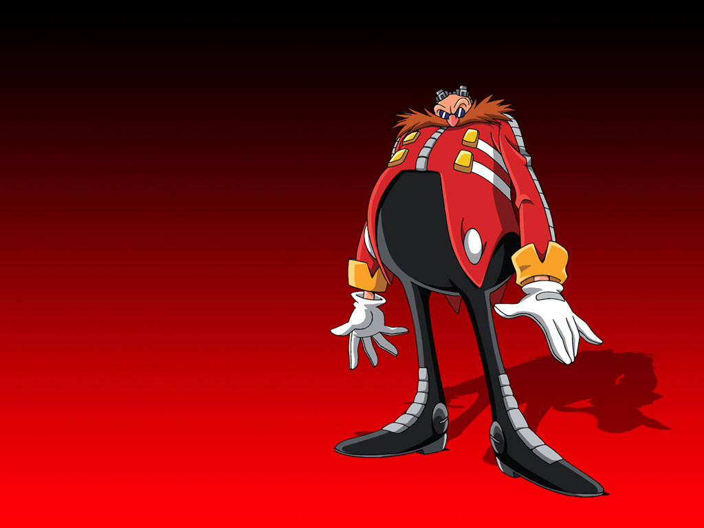 Eggman, red and black suit, gradient red background, SD Desktop Wallpaper
