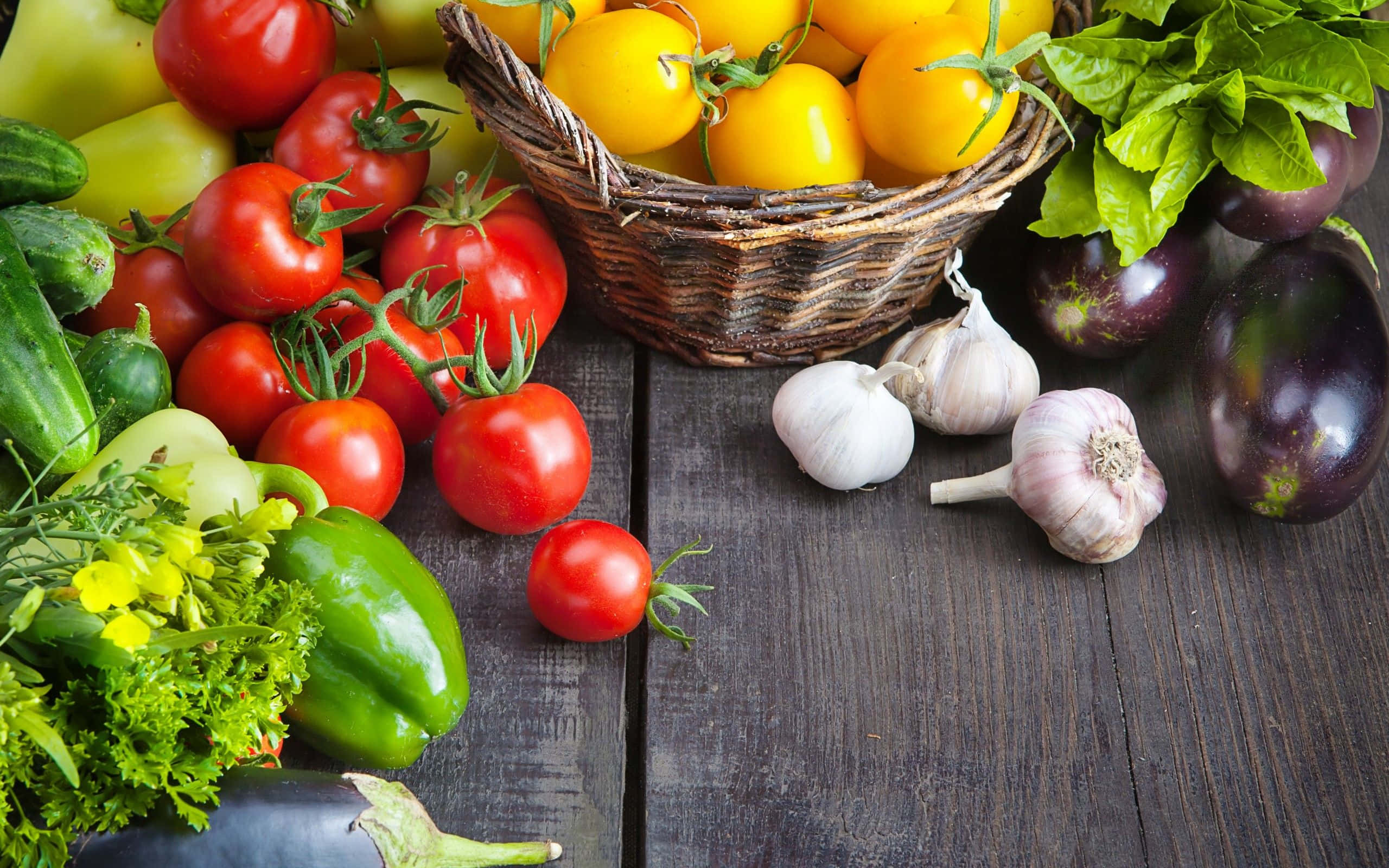 vegetable, tomatoes, cucumbers, 2K Desktop Wallpaper