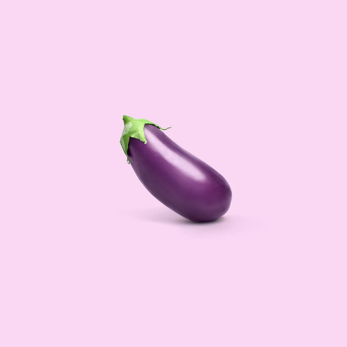 Minimalist Nadia Eggplant, glossy purple eggplant, green stem, SD Desktop Wallpaper