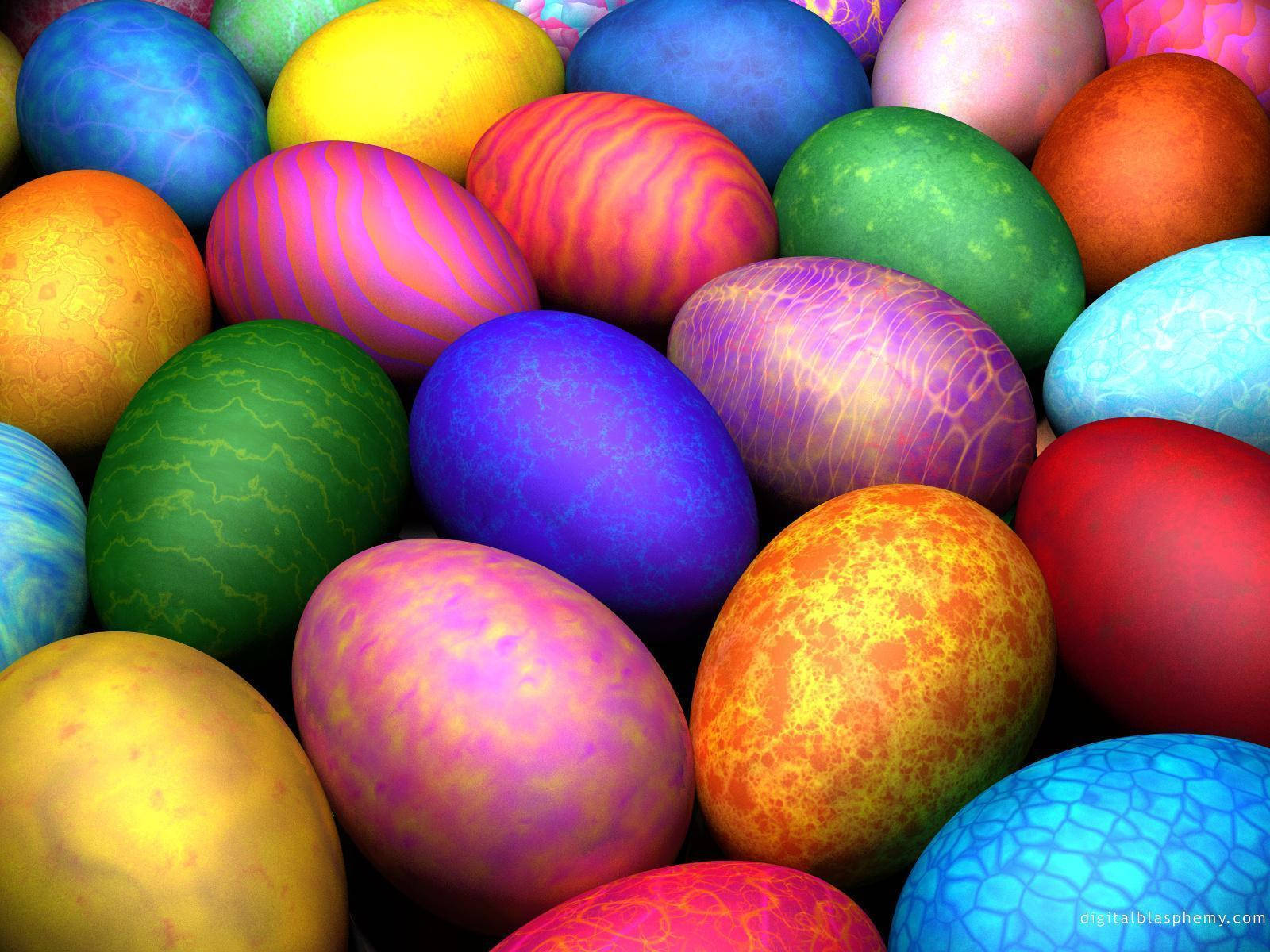 Vibrant Easter Eggs, glossy, multicolored, HD Desktop Wallpaper