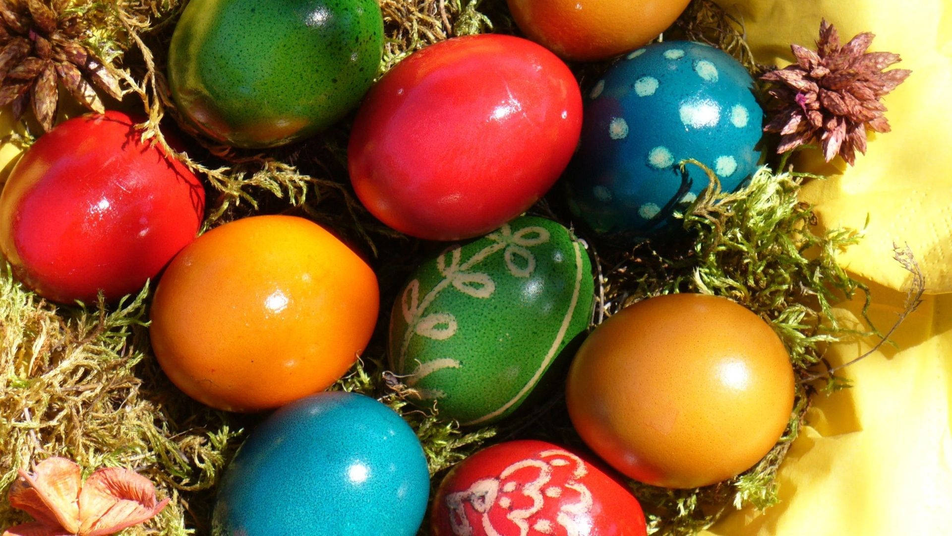 vintage aesthetic, Easter eggs, moss, Full HD Desktop Wallpaper