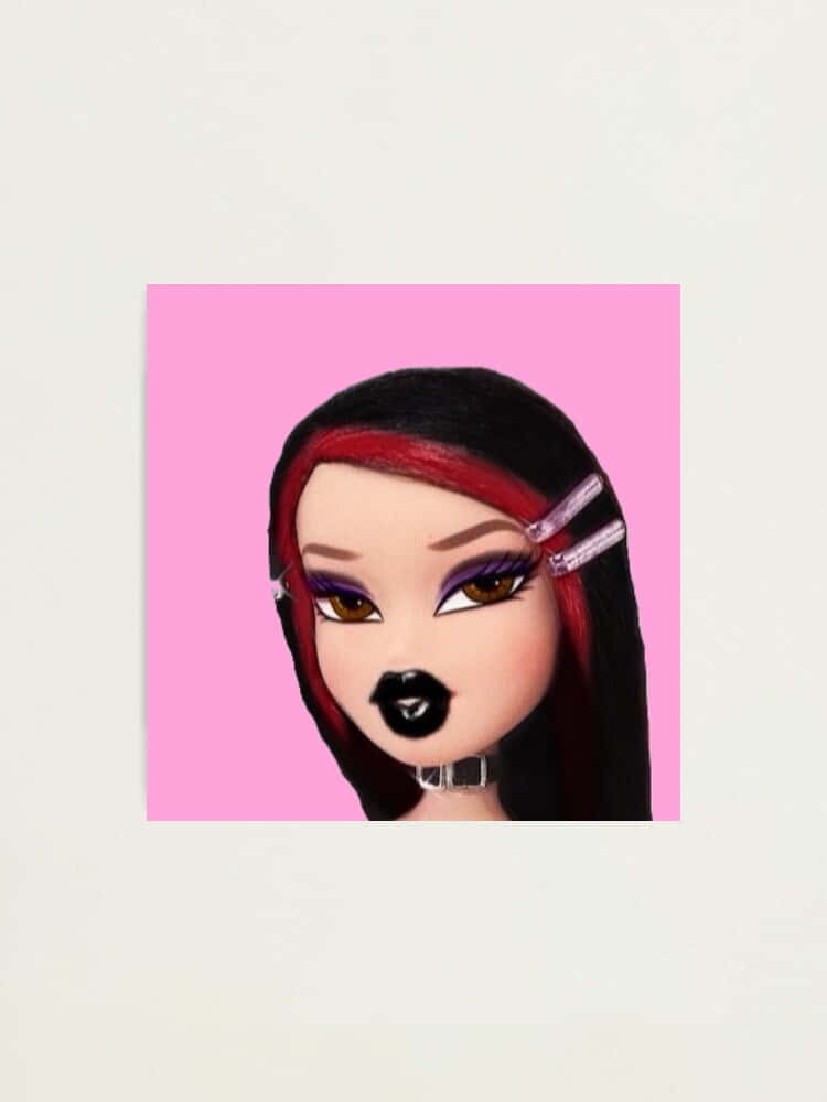 black hair, black lipstick, pink background, SD Phone Wallpaper