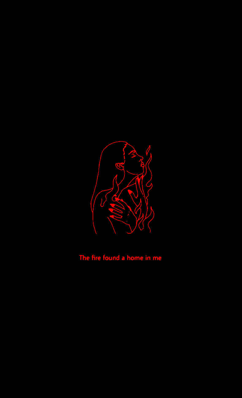 Egirl Aesthetic, red line drawing, flames rising from her hand, HD Phone Wallpaper