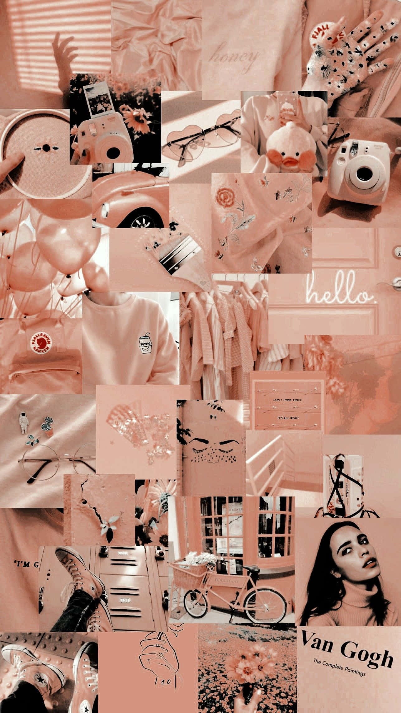 pastel brown e girl aesthetic, peach-toned, vintage items, Full HD Phone Wallpaper