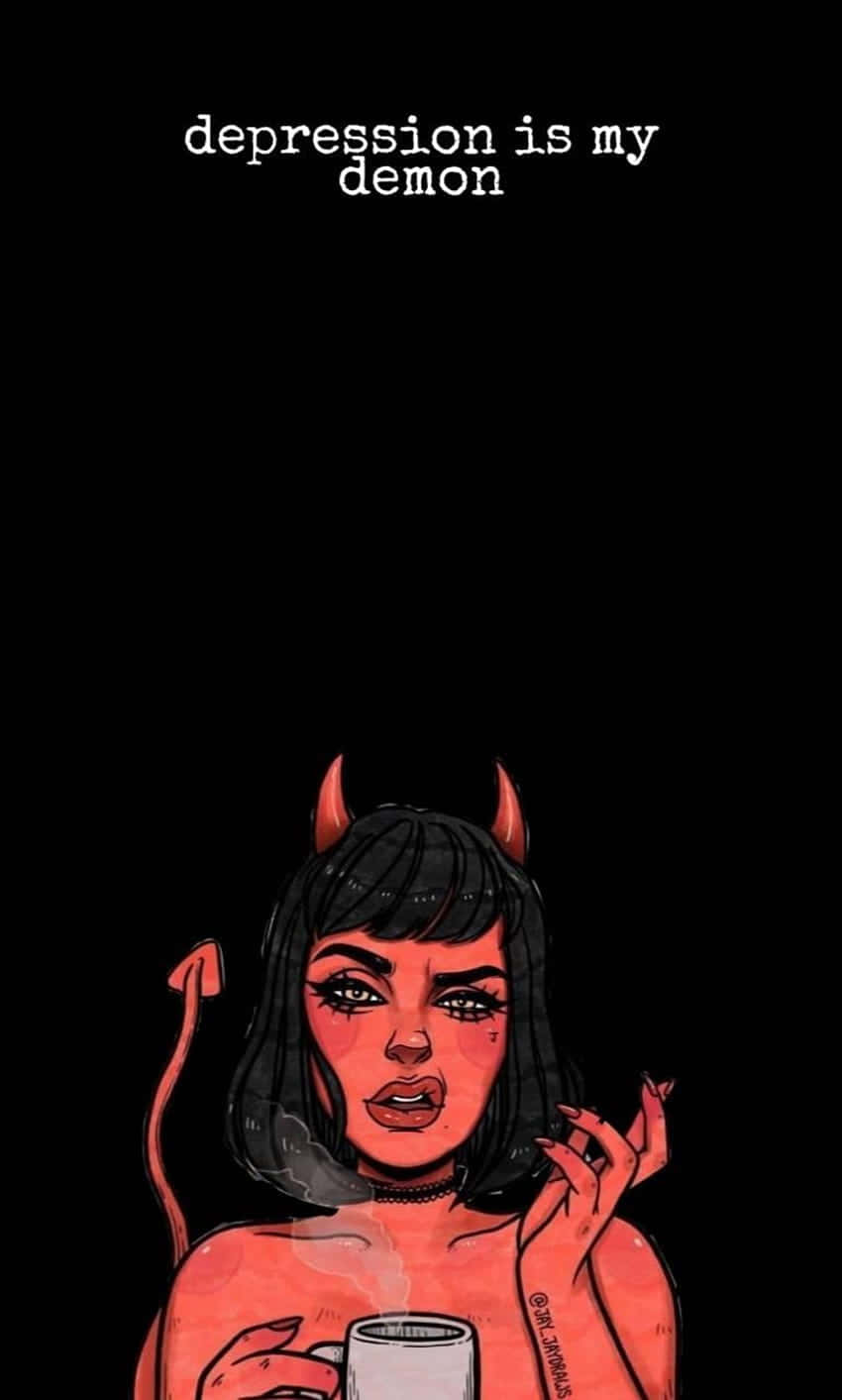 egirl aesthetic, devil horns, tail, HD Phone Wallpaper