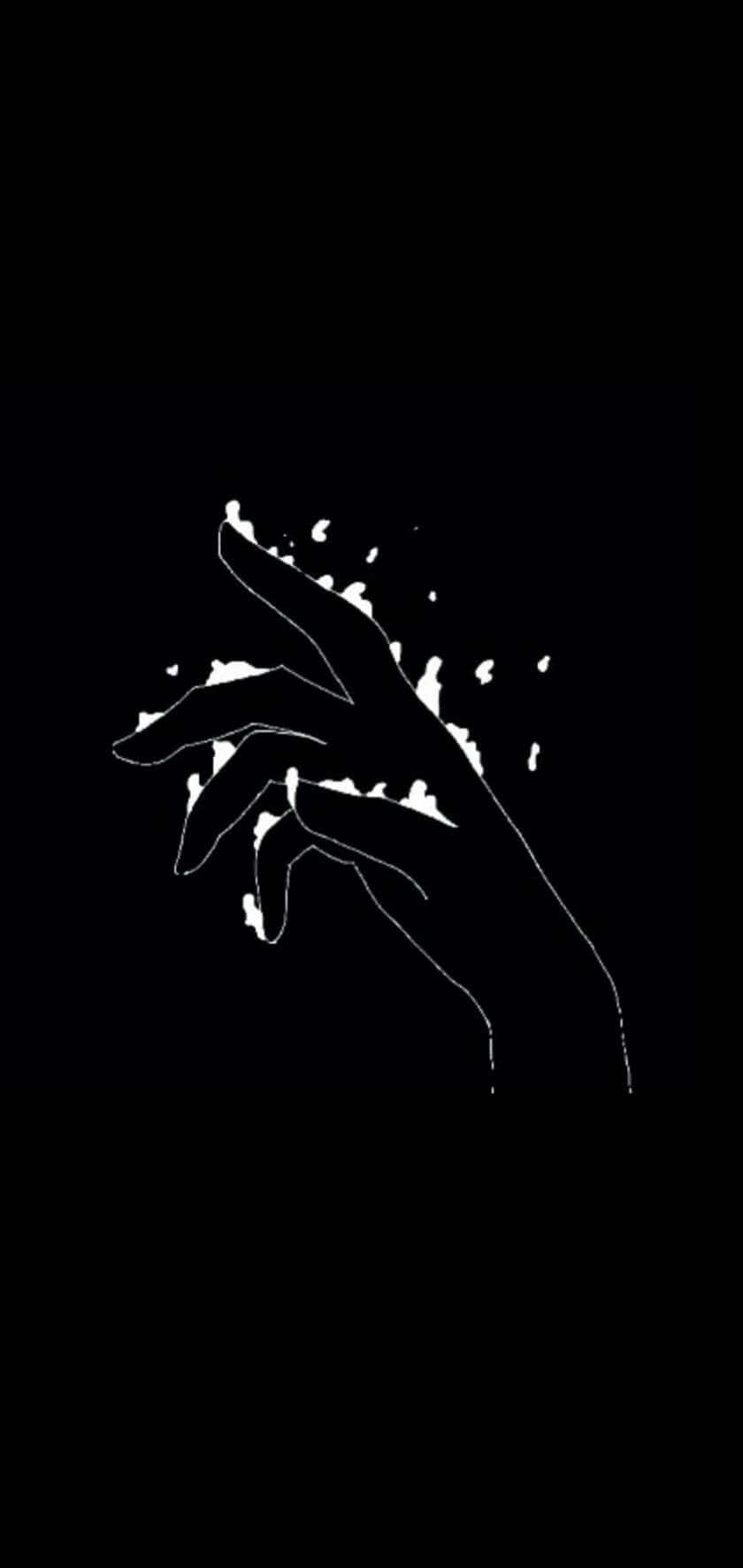 egirl aesthetic, stark white outlined hand, pure black background, HD Phone Wallpaper