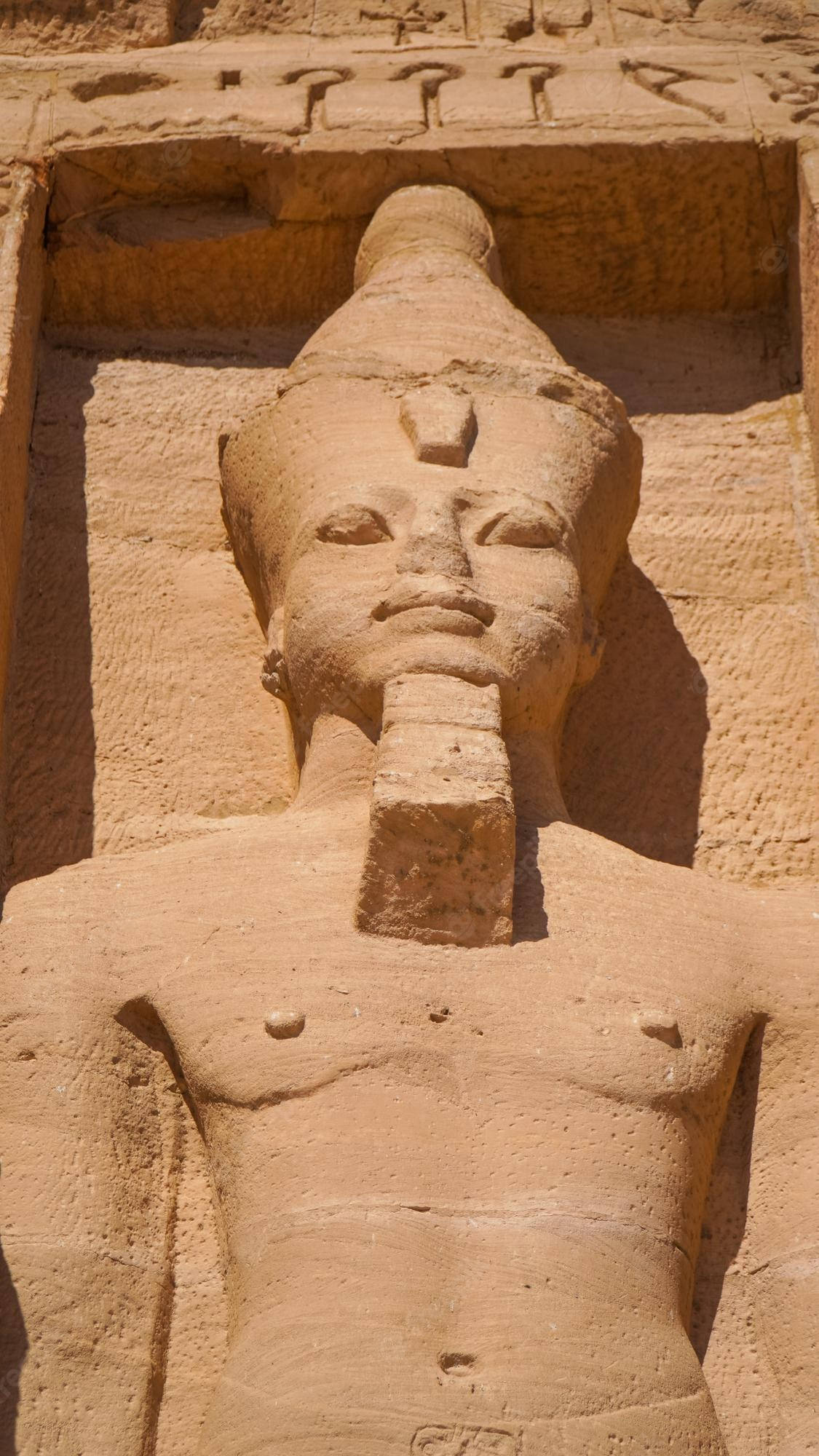 statue of nefertari, great temple of abu simbel, ancient Egyptian stone statue, Full HD Phone Wallpaper