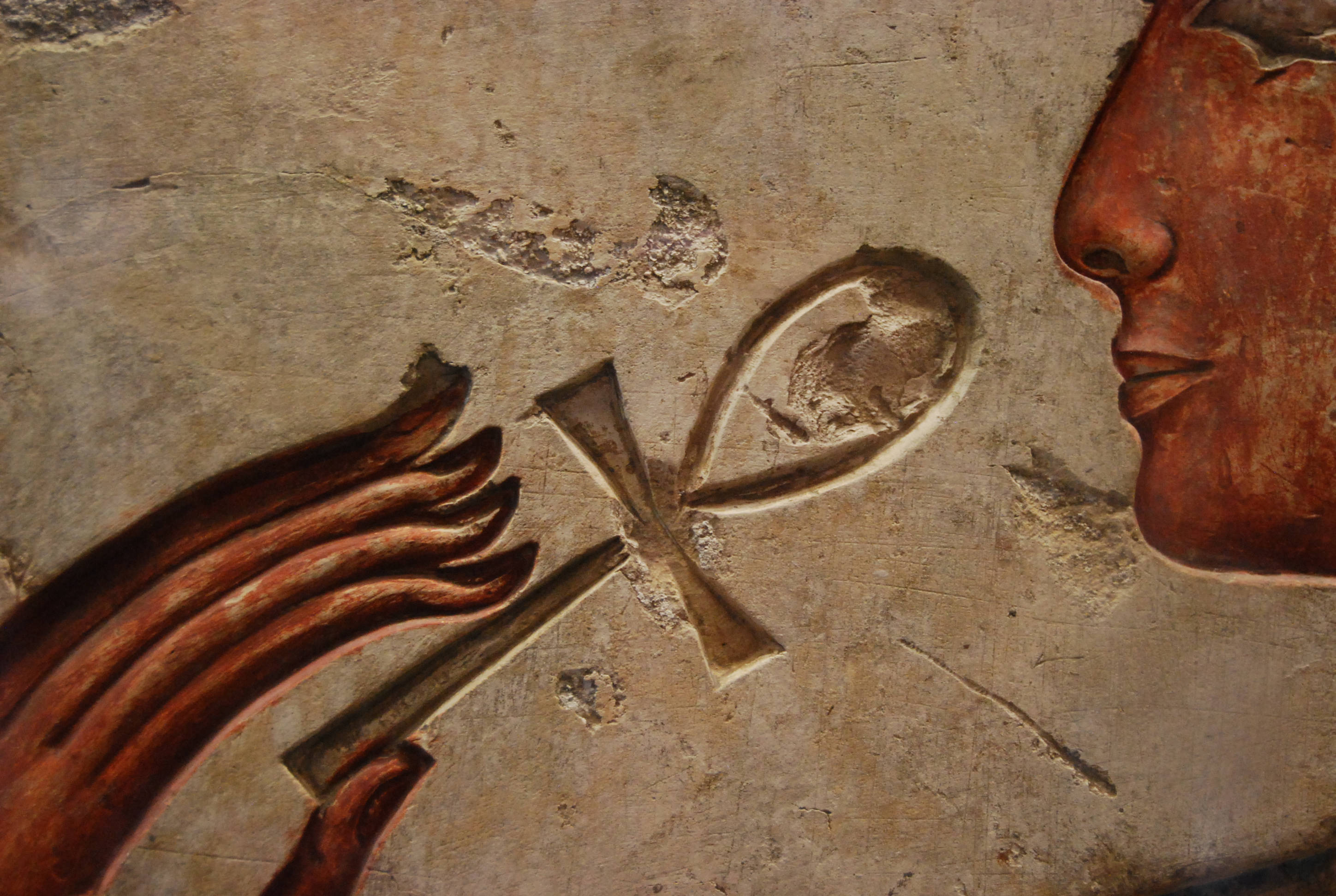 Egypt, etched ankh, ancient fresco, 2K Desktop Wallpaper