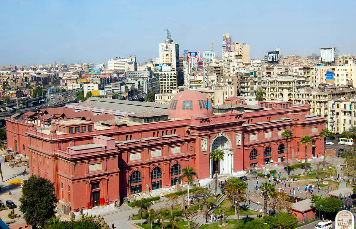 Egyptian Museum, red brick, domed roof, SD Desktop Wallpaper