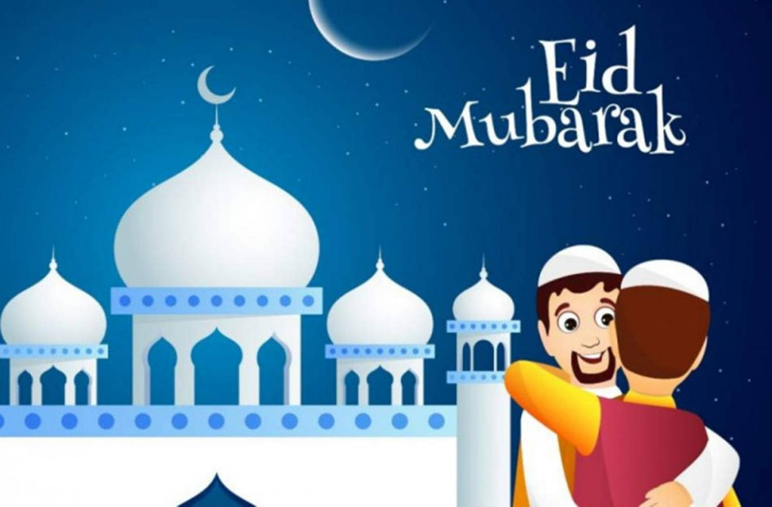 Eid Ul Adha Mubarak, white mosque, crescent moon, HD Desktop Wallpaper
