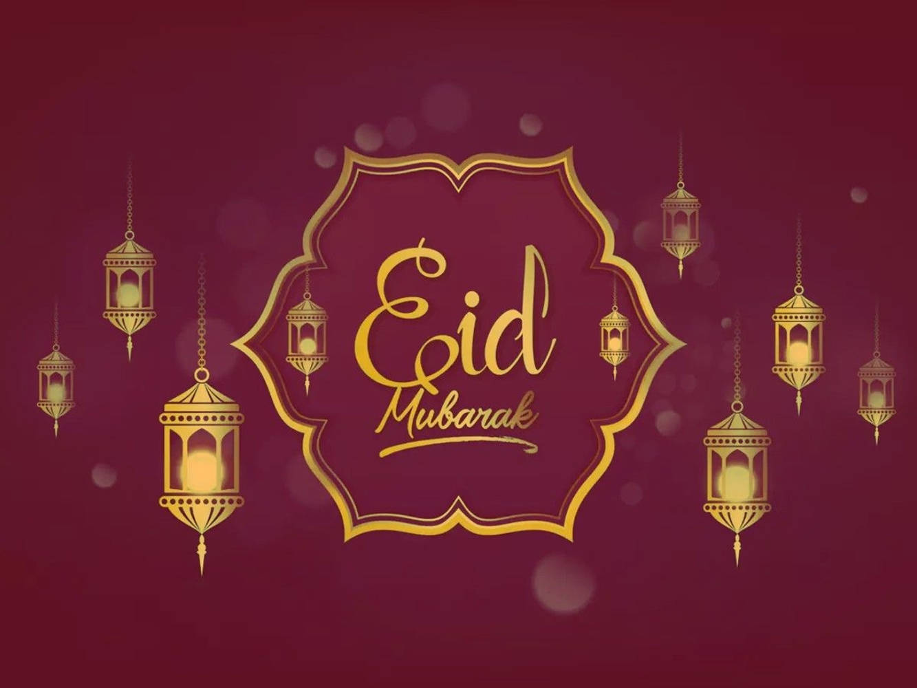 Eid Mubarak, traditional lanterns, golden ornate lanterns, HD Desktop Wallpaper